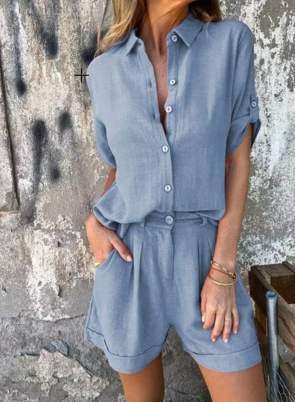 Linnea™ | ボタン付きシャツとショーツのセット