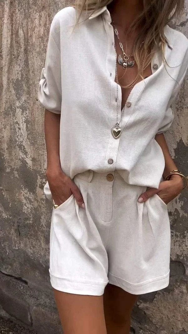 Linnea™ | ボタン付きシャツとショーツのセット