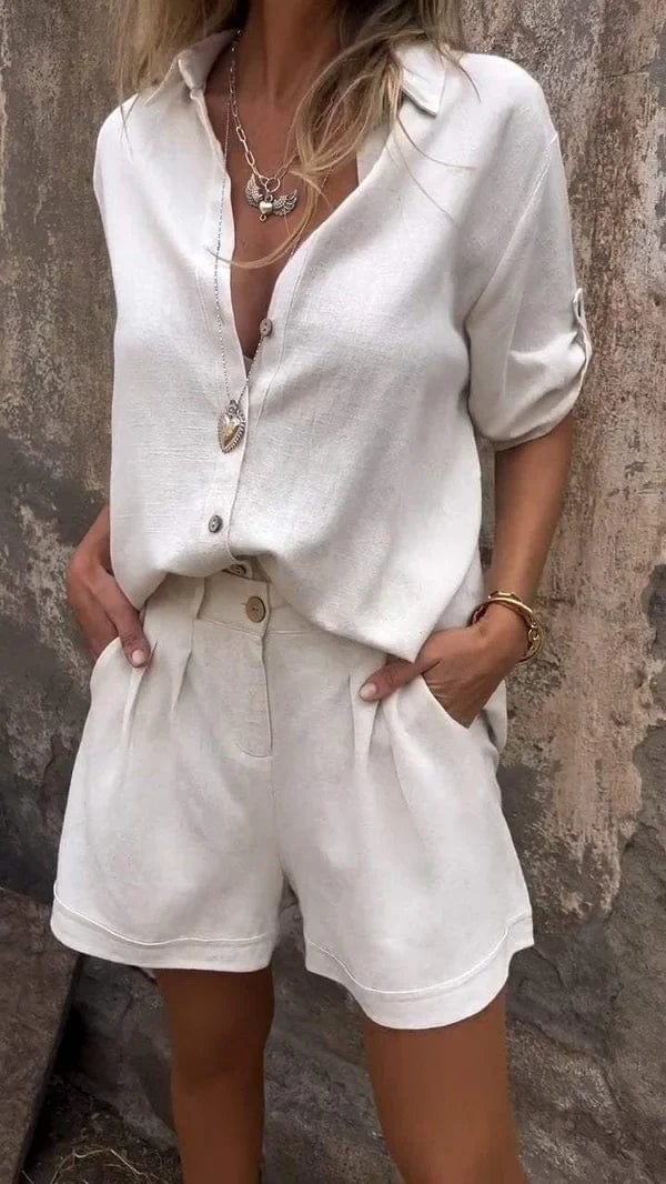 Linnea™ | ボタン付きシャツとショーツのセット